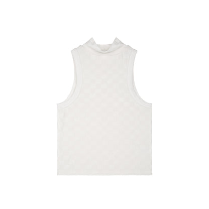 RUN TO THE FUTURE Soft Viscose Asymmetric Original Design Slim Fit Women Beige Tank Tops