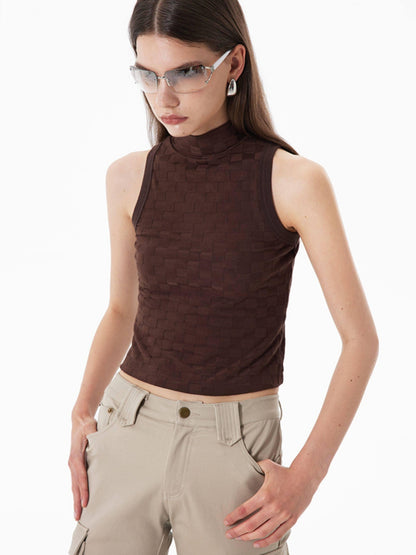 RUN TO THE FUTURE Soft Viscose Asymmetric Original Design Slim Fit Women Beige Tank Tops