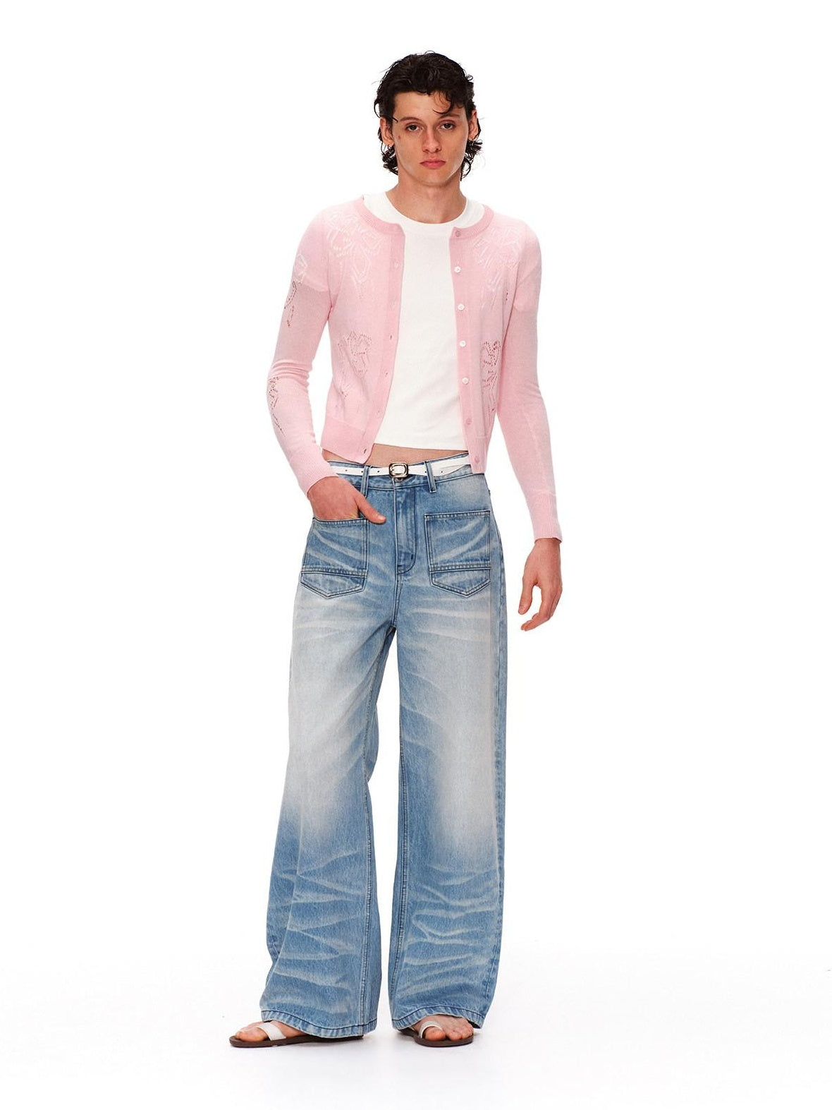 RUN TO THE FUTURE Soft Wool Blend Casual Slim Openwork Button Long Sleeve Women Cardigans