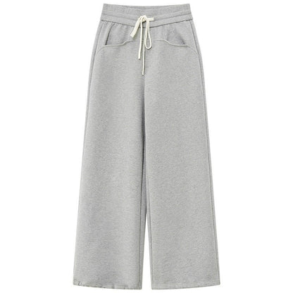 RUN_TO_THE_FUTURE_Solid_Color_Straight_Leg_Drawstring_Cotton_Women&