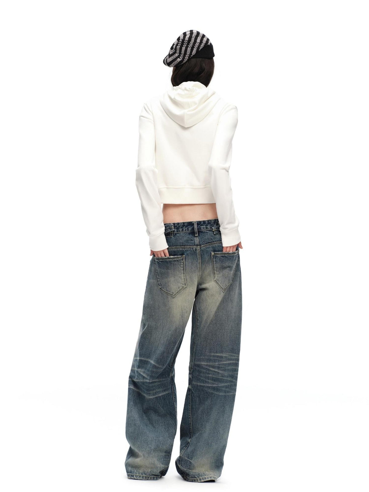 RUN TO THE FUTURE Solid Ruched Zip Front Cropped Hooded Women&