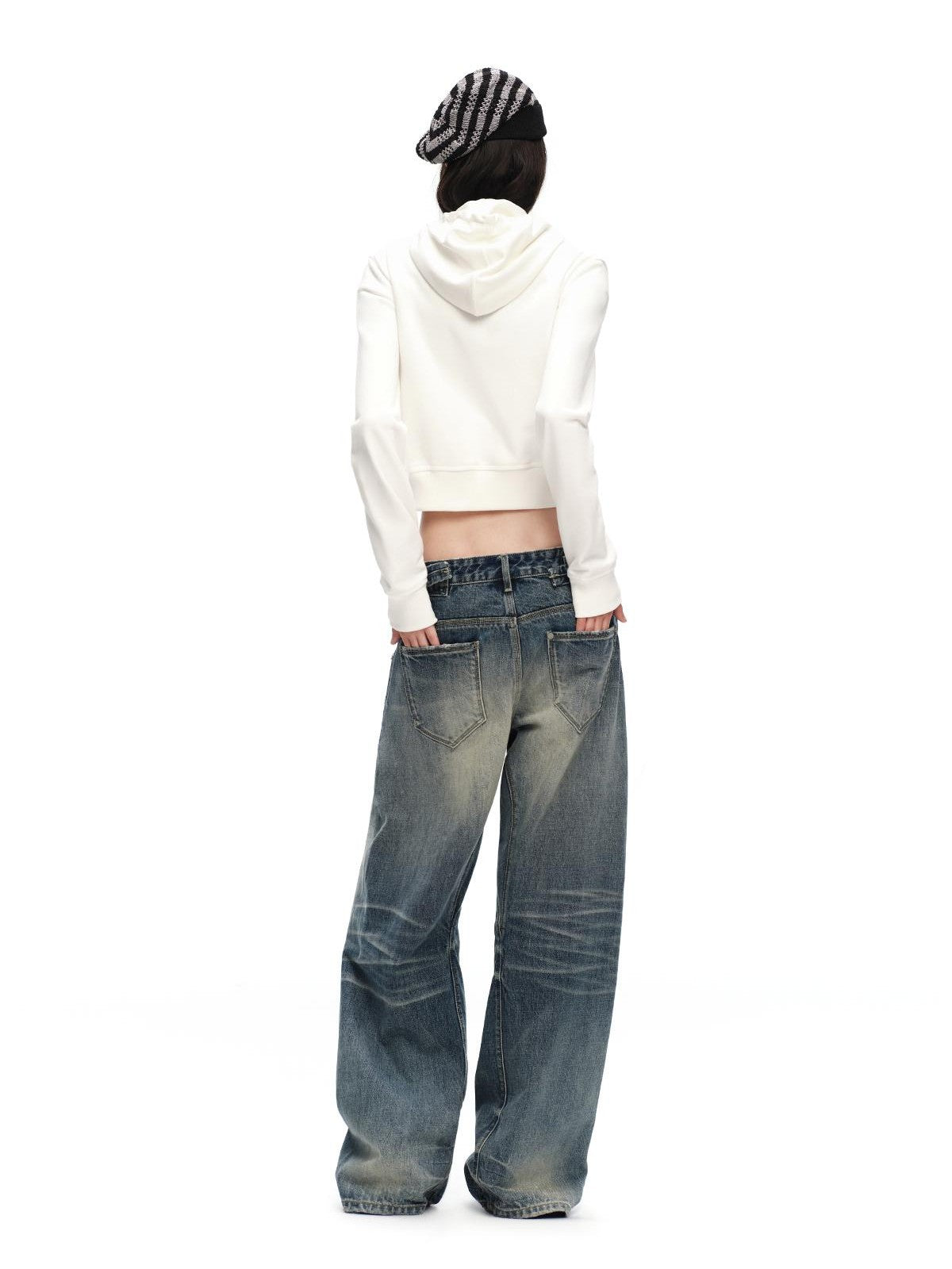 RUN TO THE FUTURE Solid Ruched Zip Front Cropped Hooded Women&