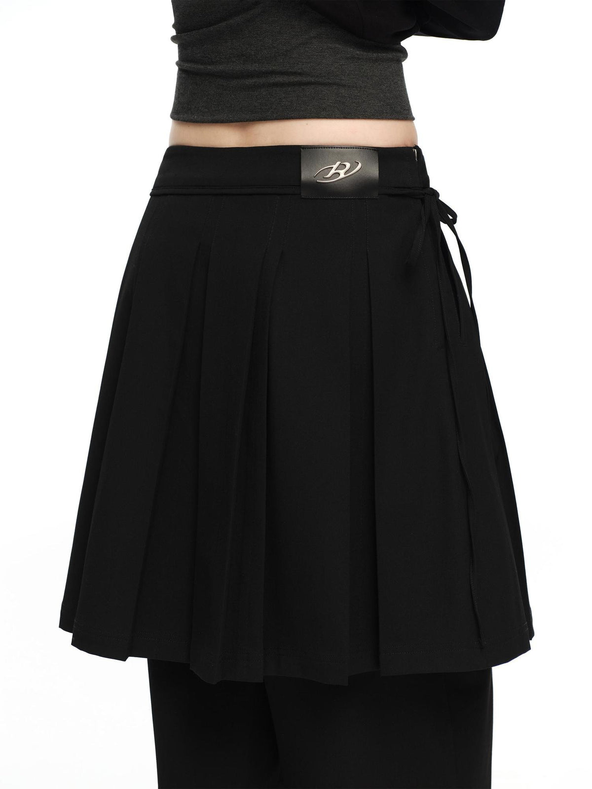 RUN TO THE FUTURE Solid Two Piece Pleated Straight Wide Leg Women&