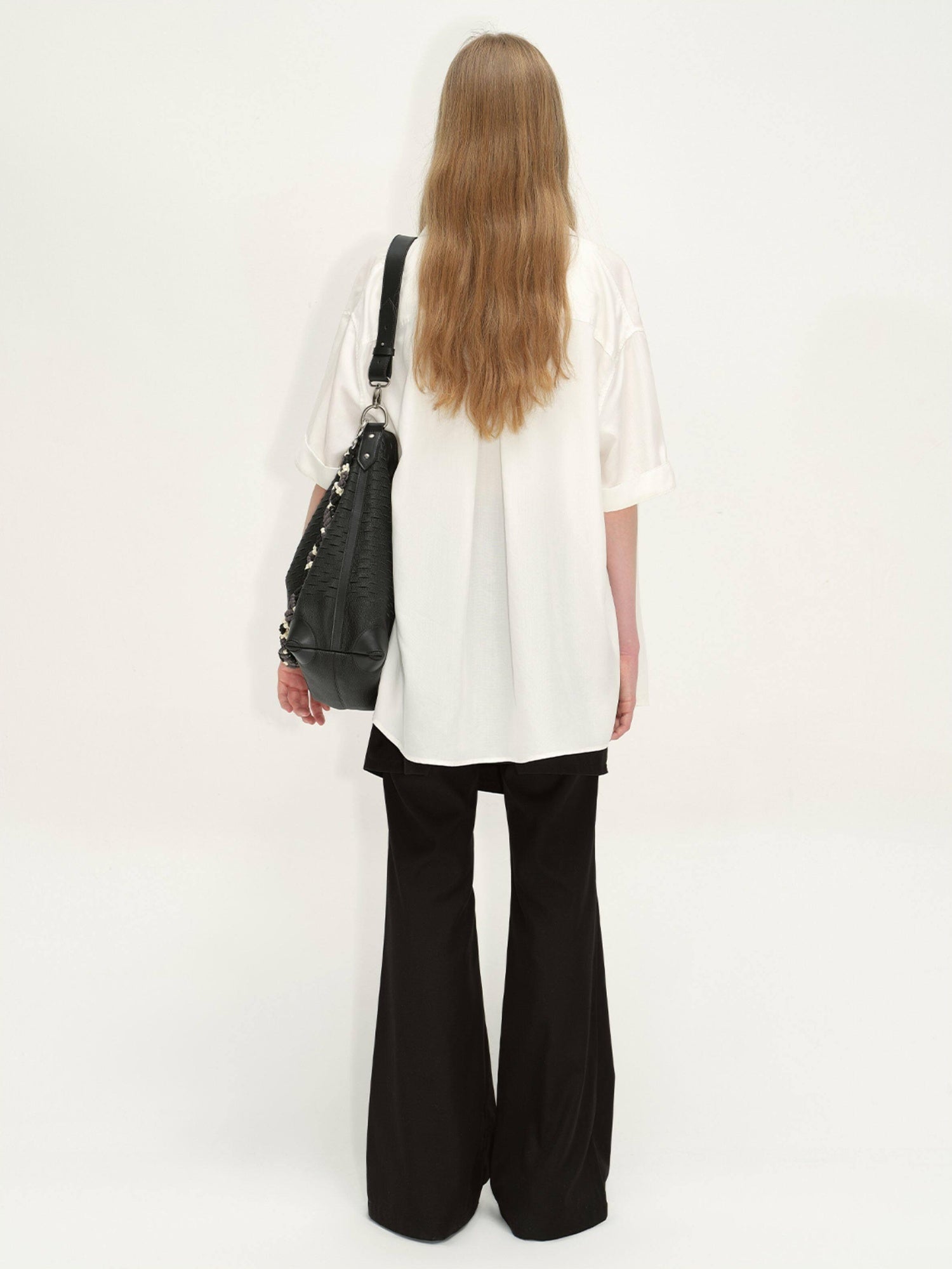 RUN TO THE FUTURE Spacious Woven Minimalist Single Strap Commuter Women Black Shoulder Bags