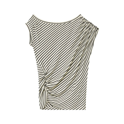 RUN_TO_THE_FUTURE_Striped_Asymmetrical_One_Shoulder_Pleated_Women&