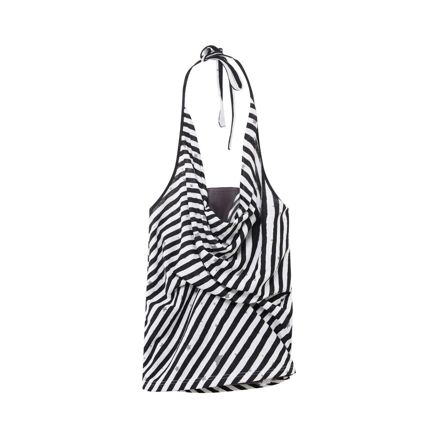 RUN TO THE FUTURE Striped Printed Tie Halter Slim Fit Women No Padding Breathable Tank Tops
