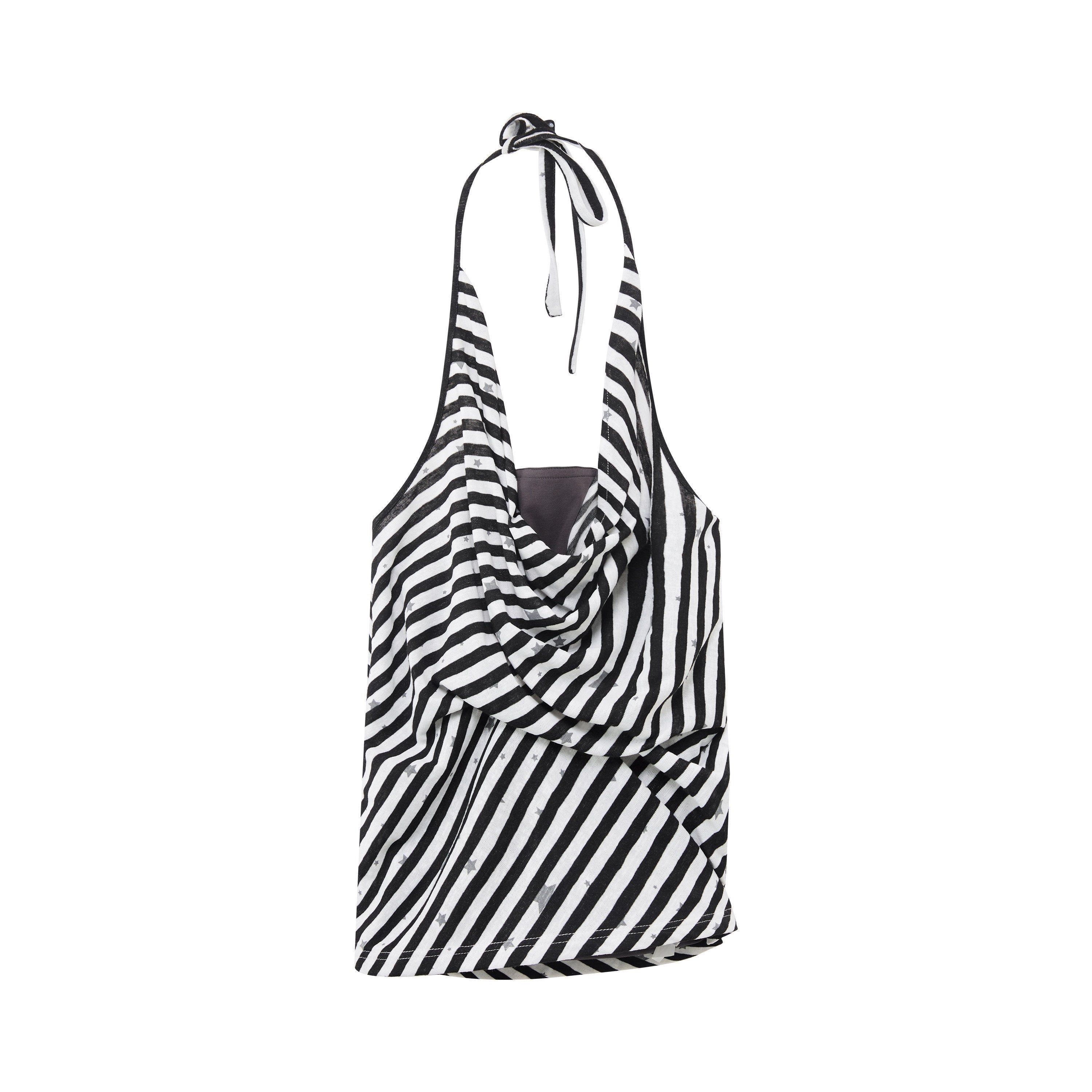 RUN TO THE FUTURE Striped Printed Tie Halter Slim Fit Women No Padding Breathable Tank Tops