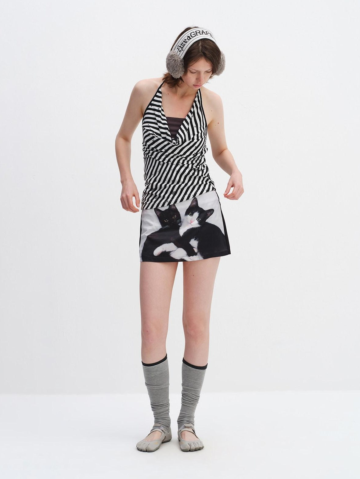 RUN TO THE FUTURE Striped Printed Tie Halter Slim Fit Women No Padding Breathable Tank Tops