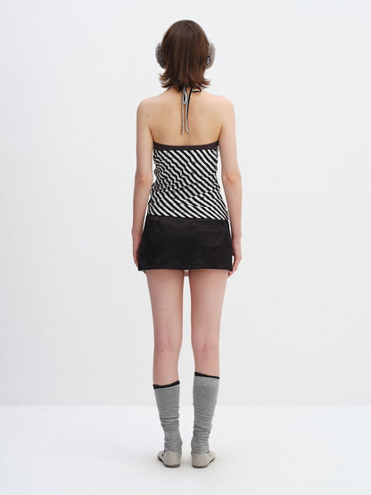 RUN TO THE FUTURE Striped Printed Tie Halter Slim Fit Women No Padding Breathable Tank Tops