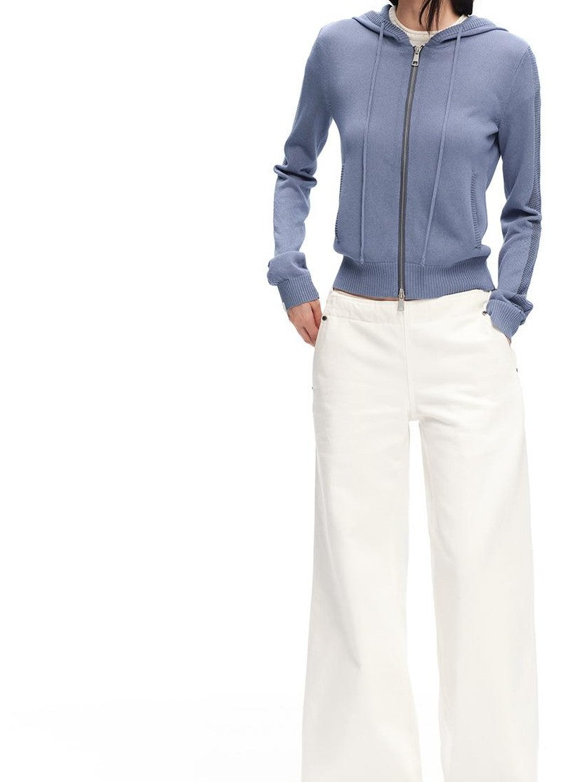 RUN TO THE FUTURE Structured White No Fly Paris Button Low Rise Cotton Women&