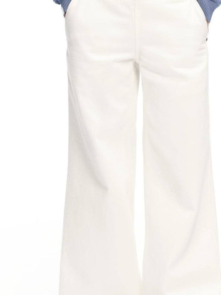 RUN TO THE FUTURE Structured White No Fly Paris Button Low Rise Cotton Women&