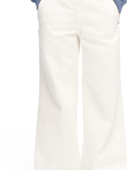 RUN TO THE FUTURE Structured White No Fly Paris Button Low Rise Cotton Women&
