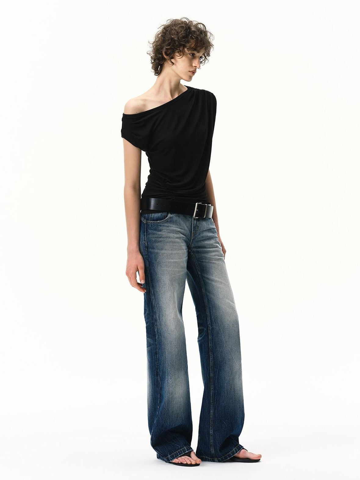 RUN TO THE FUTURE Sunset Blue Retro Low Waist Paris Button Women&