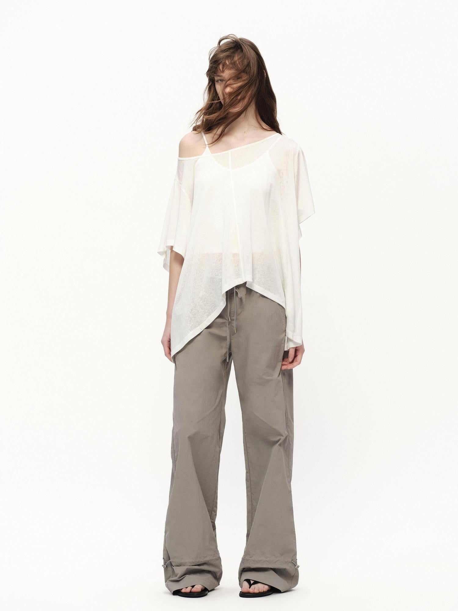 RUN TO THE FUTURE Textured One Shoulder Irregular Hem Loose Women&