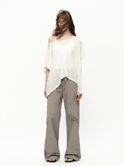 RUN TO THE FUTURE Textured One Shoulder Irregular Hem Loose Women&