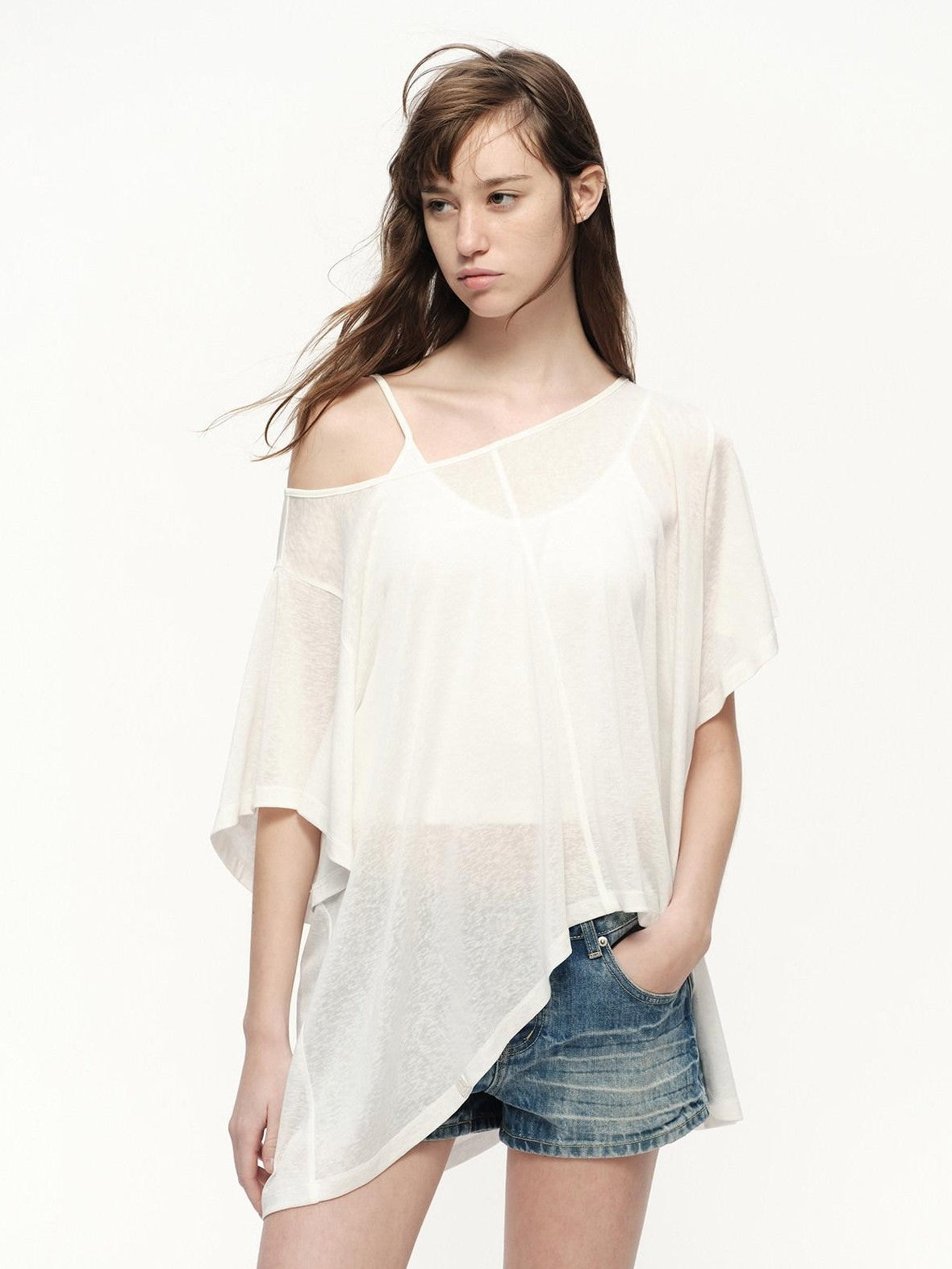RUN TO THE FUTURE Textured One Shoulder Irregular Hem Loose Women&