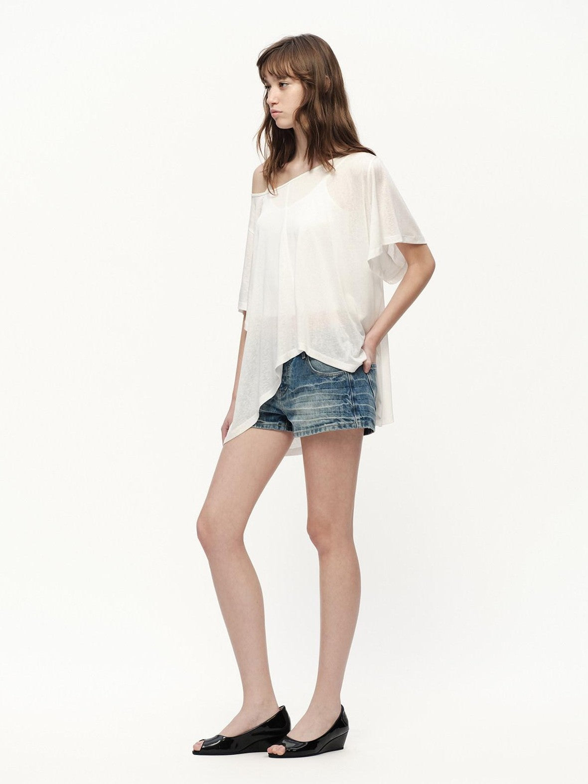 RUN TO THE FUTURE Textured One Shoulder Irregular Hem Loose Women&