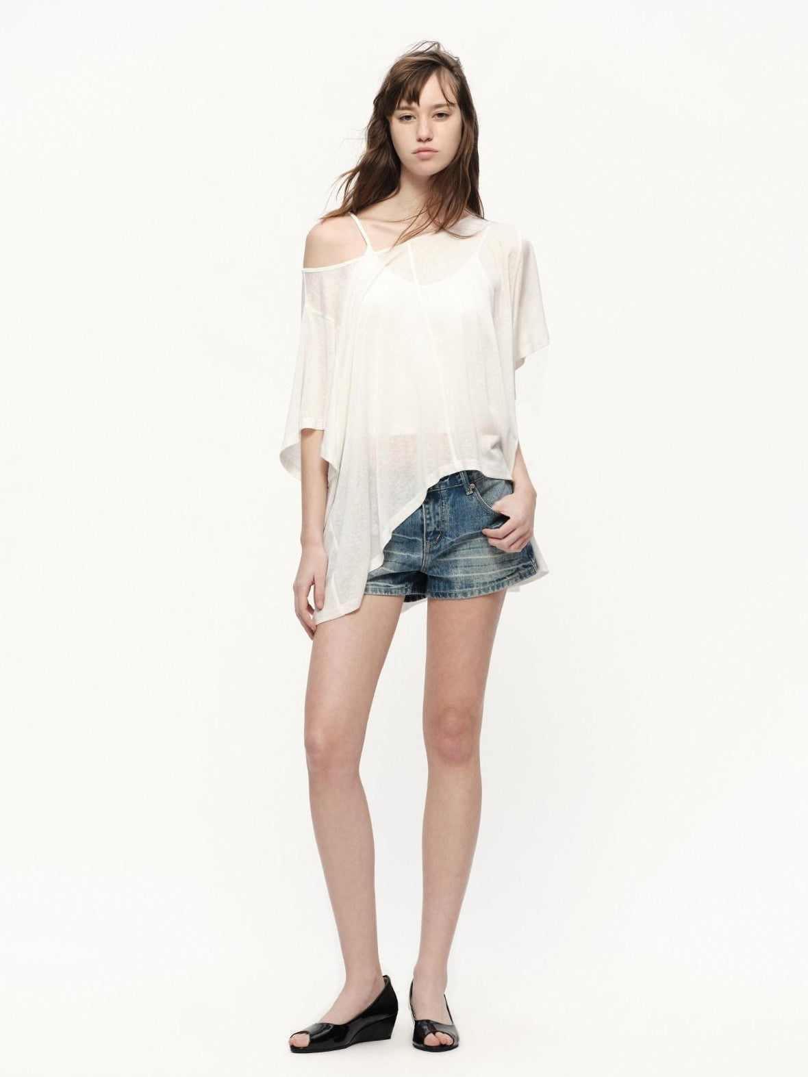 RUN TO THE FUTURE Textured One Shoulder Irregular Hem Loose Women&
