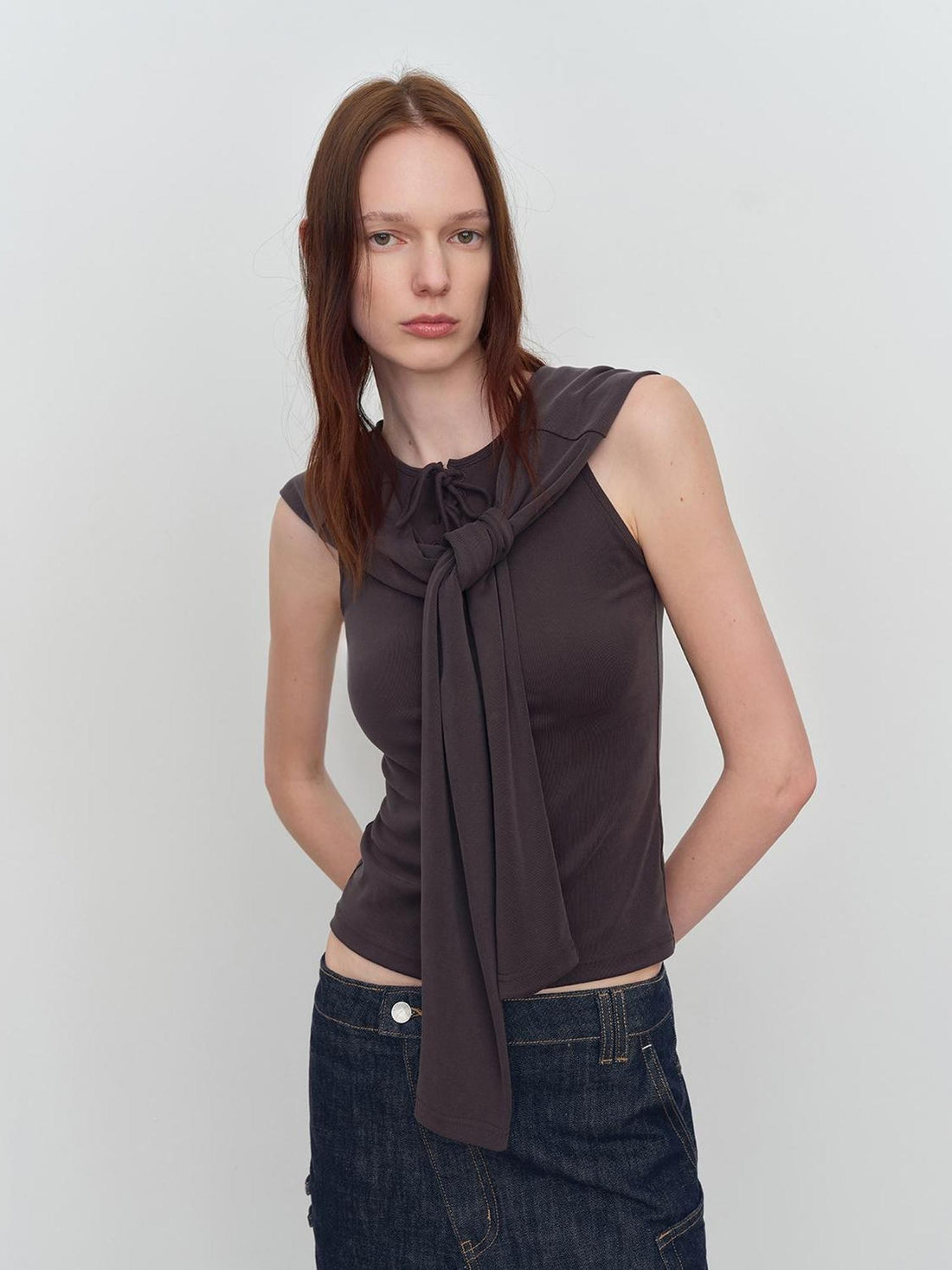 RUN TO THE FUTURE Two Piece Lace Up Slim Fit Modal Knit Women&