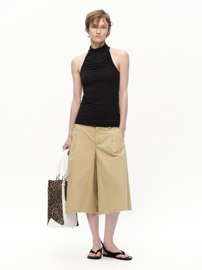 RUN TO THE FUTURE Urban Gray Ruched Halter Mock Neck Slim Women&