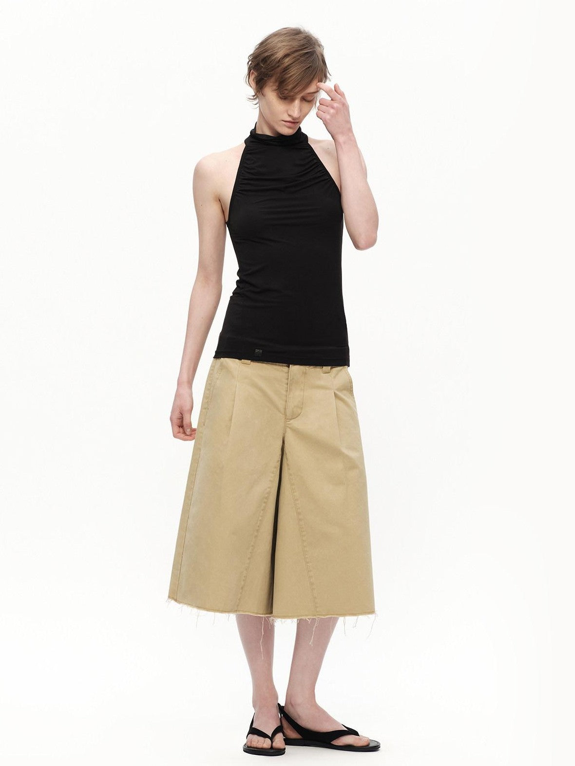 RUN TO THE FUTURE Urban Gray Ruched Halter Mock Neck Slim Women&