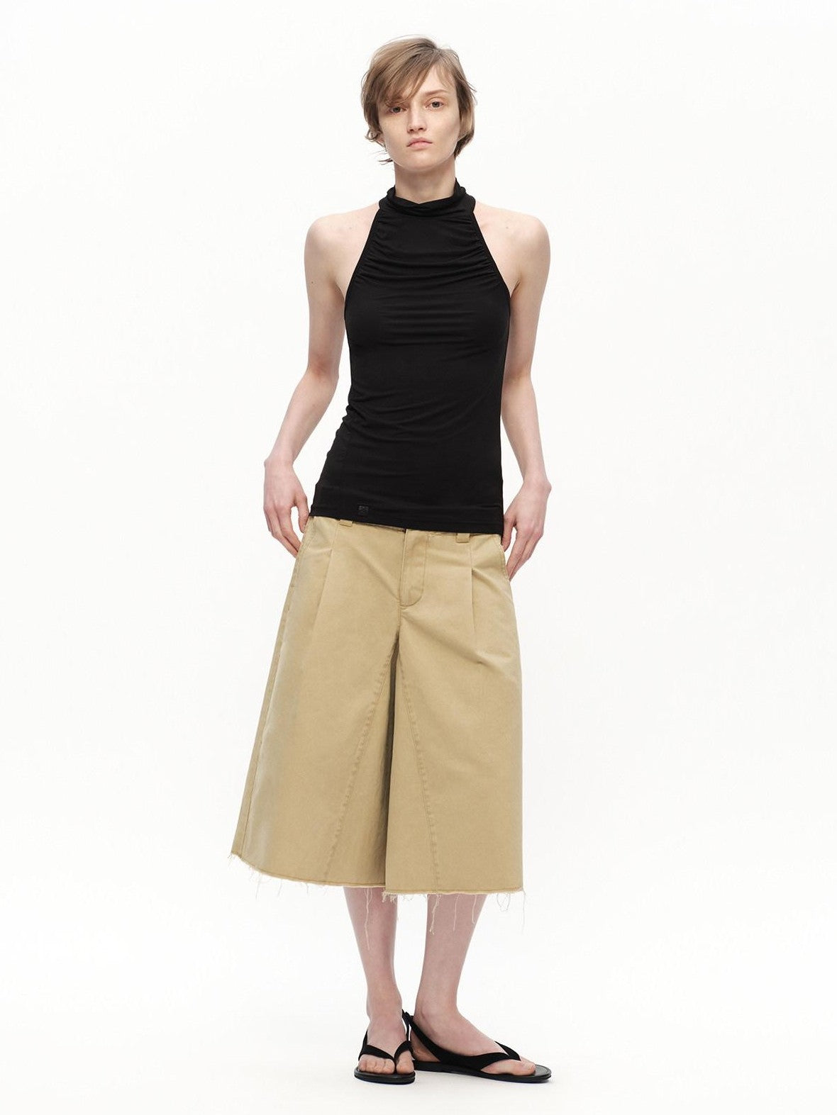 RUN TO THE FUTURE Urban Gray Ruched Halter Mock Neck Slim Women&