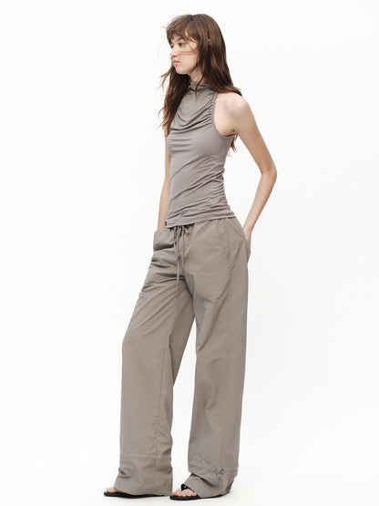 RUN TO THE FUTURE Urban Gray Ruched Halter Mock Neck Slim Women&