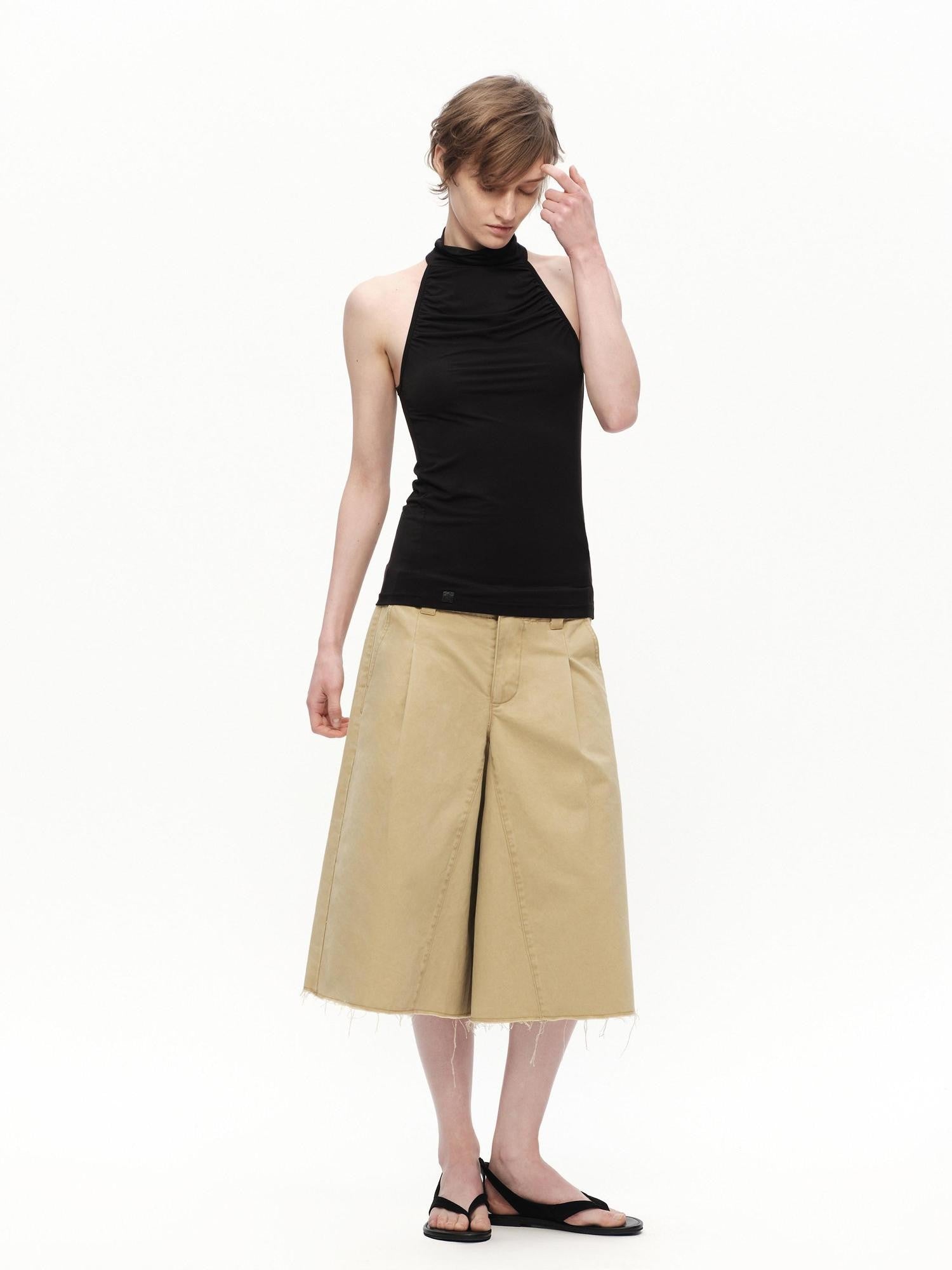 RUN TO THE FUTURE Urban Gray Ruched Halter Mock Neck Slim Women&