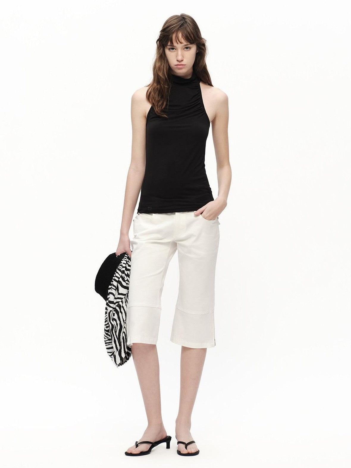 RUN TO THE FUTURE Urban Gray Ruched Halter Mock Neck Slim Women&