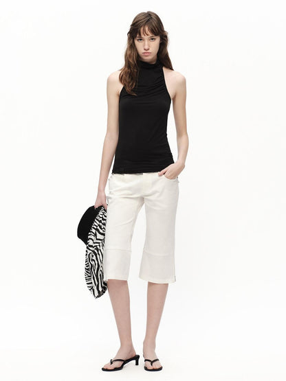 RUN TO THE FUTURE Urban Gray Ruched Halter Mock Neck Slim Women&