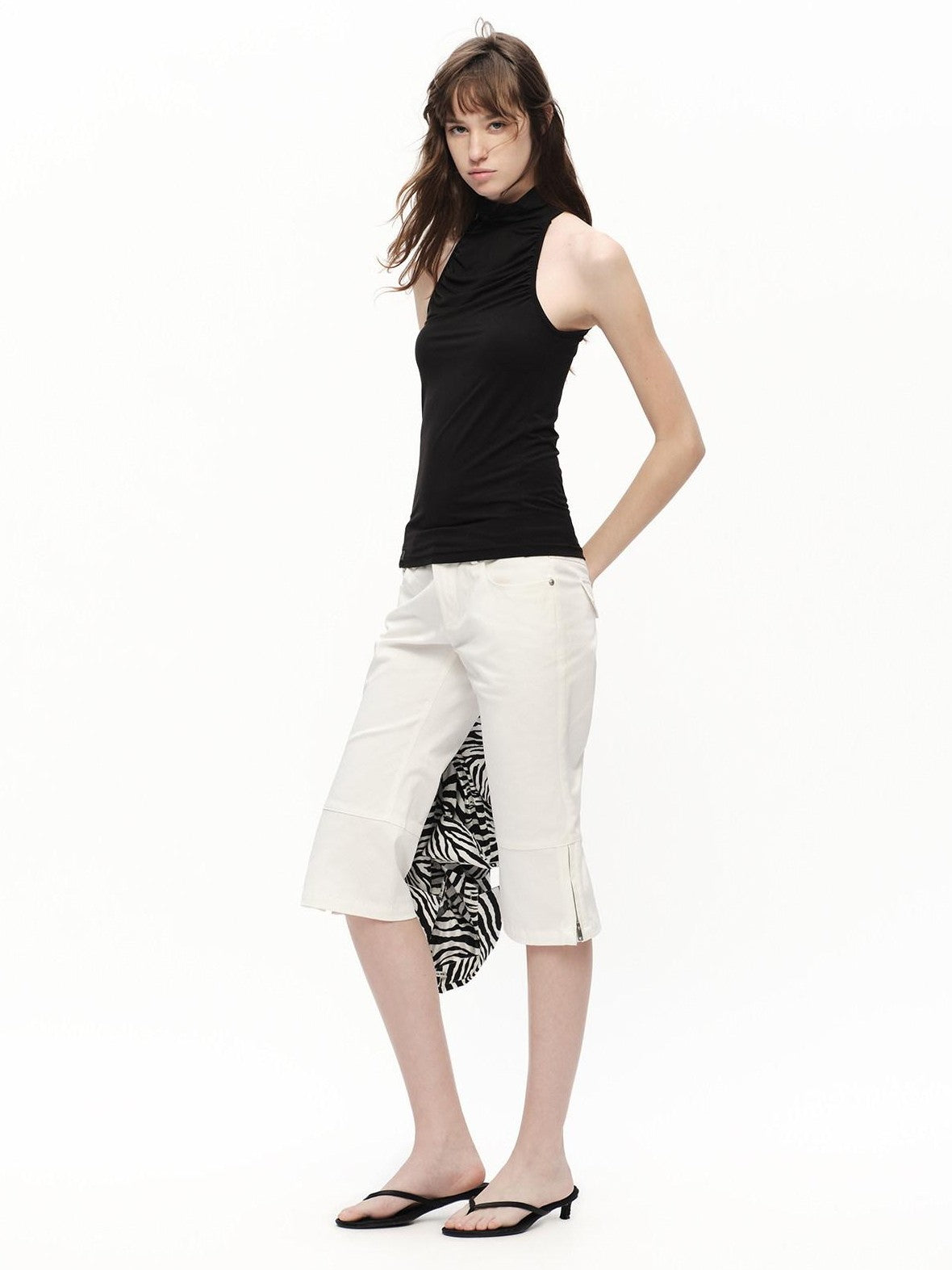 RUN TO THE FUTURE Urban Gray Ruched Halter Mock Neck Slim Women&
