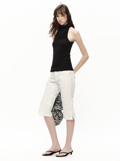 RUN TO THE FUTURE Urban Gray Ruched Halter Mock Neck Slim Women&
