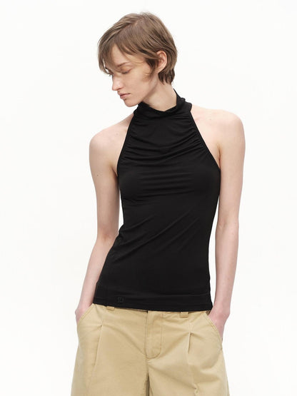 RUN TO THE FUTURE Urban Gray Ruched Halter Mock Neck Slim Women&