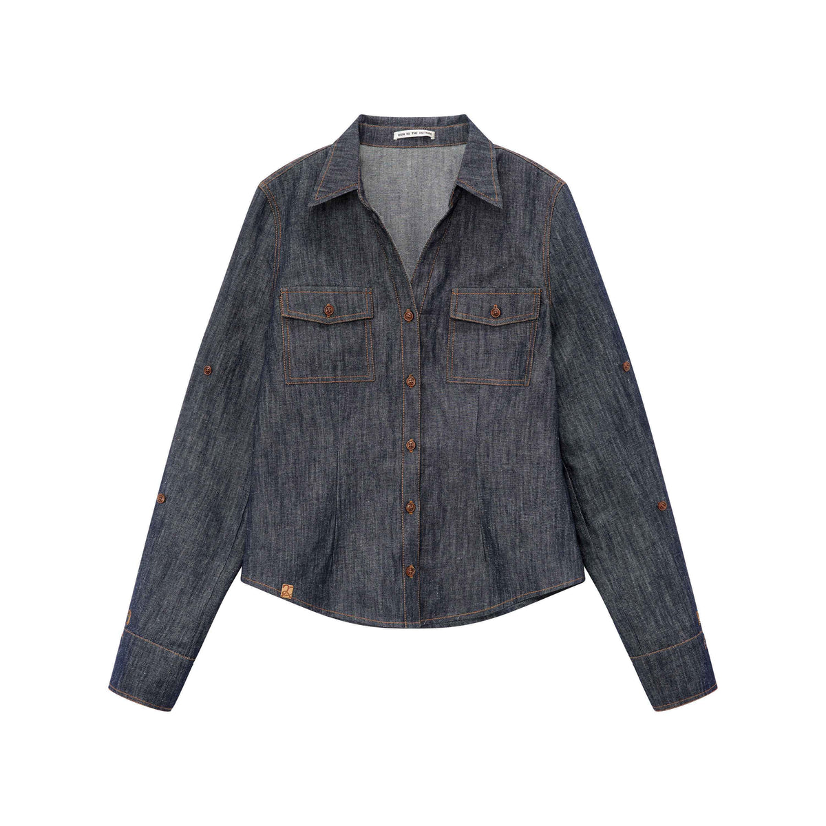 RUN_TO_THE_FUTURE_V-neck_Folded_Sleeve_Long_Sleeve_Hemp_Cotton_Women&
