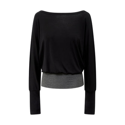 RUN_TO_THE_FUTURE_V-neck_One_Shoulder_Contrast_Trim_Loose_Fit_Lyocell_Women&