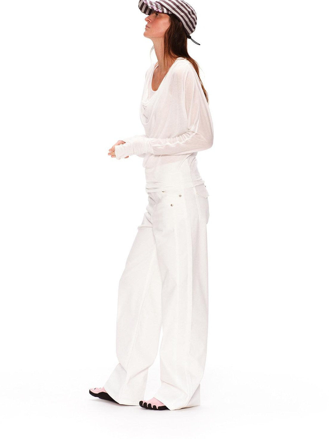 RUN TO THE FUTURE Vintage 3D Embellished Mid Low Waist Button Washed Cotton Women Straight Pants