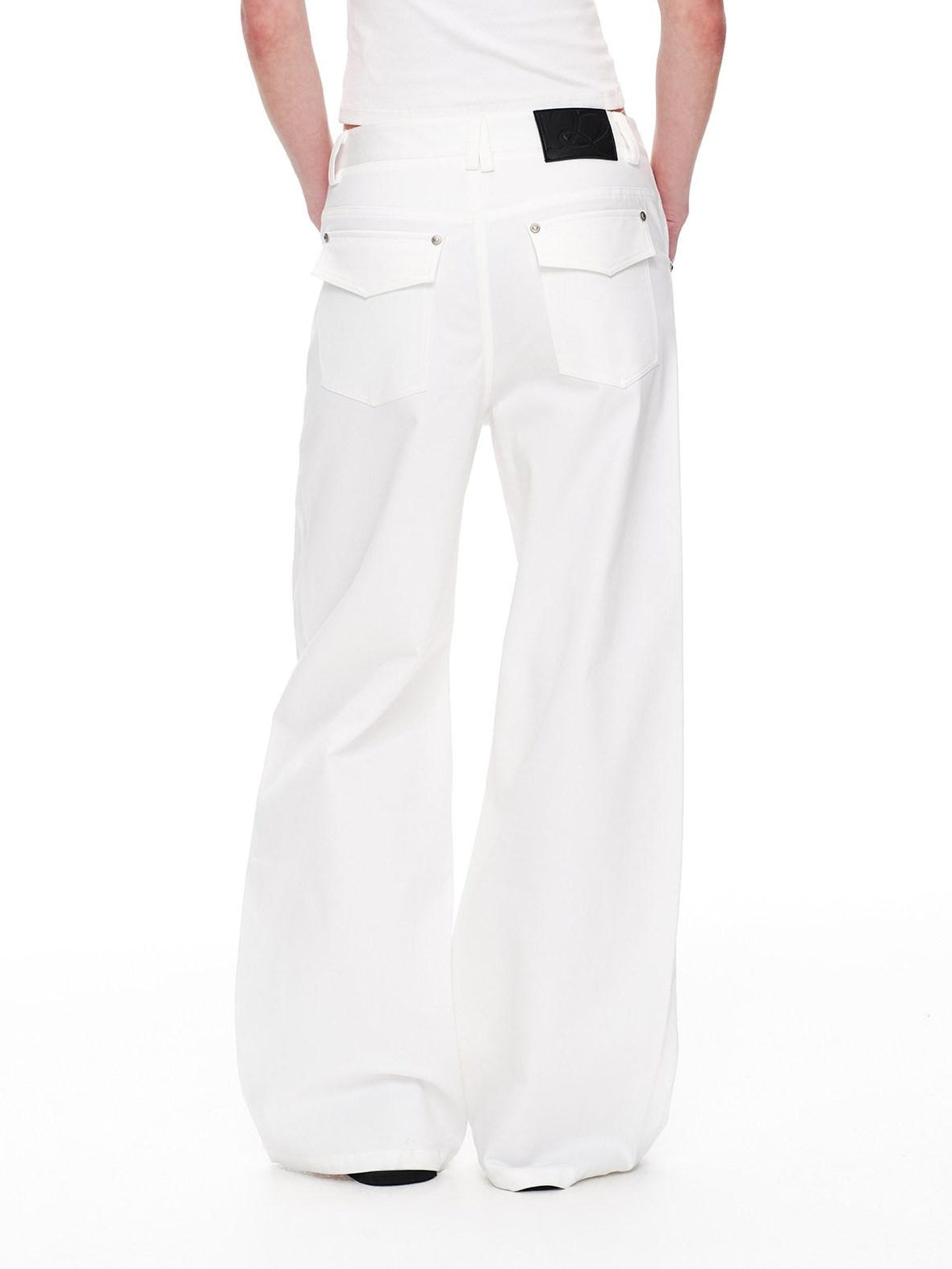 RUN TO THE FUTURE Vintage 3D Embellished Mid Low Waist Button Washed Cotton Women Straight Pants