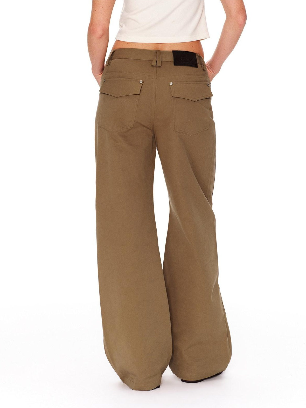 RUN TO THE FUTURE Vintage 3D Embellished Mid Low Waist Button Washed Cotton Women Straight Pants