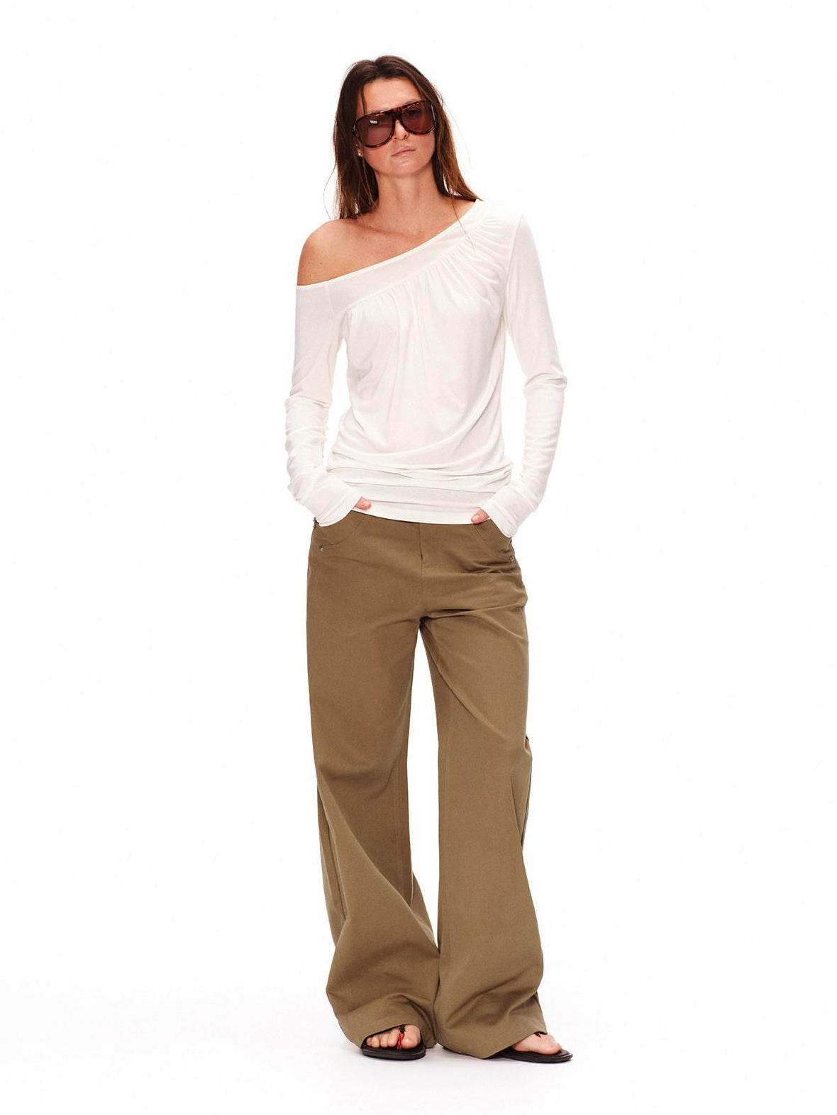 RUN TO THE FUTURE Vintage 3D Embellished Mid Low Waist Button Washed Cotton Women Straight Pants