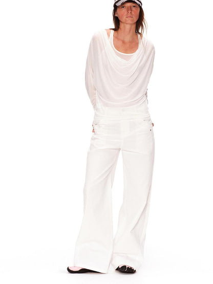 RUN TO THE FUTURE Vintage 3D Embellished Mid Low Waist Button Washed Cotton Women Straight Pants