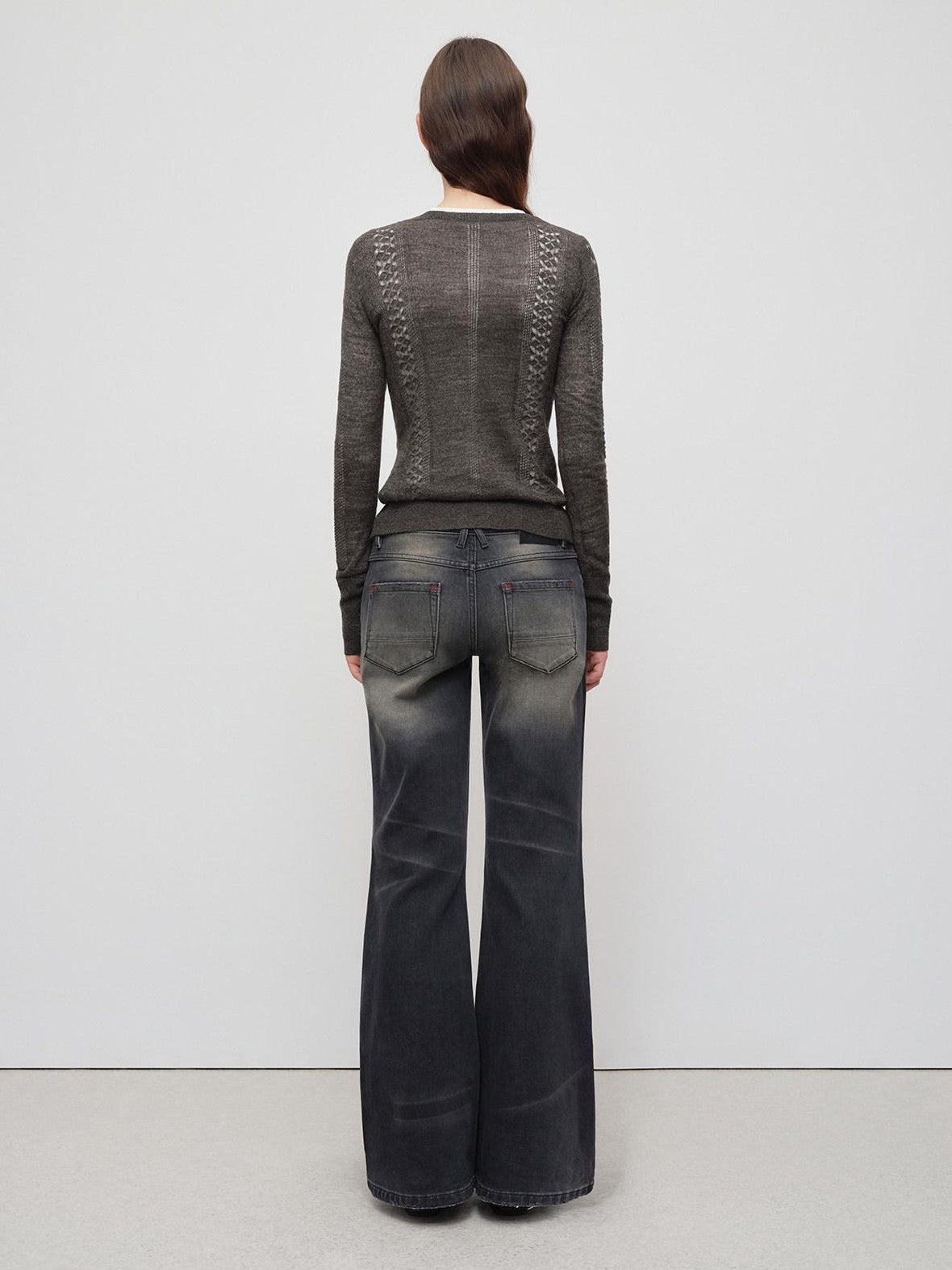 RUN TO THE FUTURE Vintage Black Whisker Distressed Low Rise Relaxed Women&