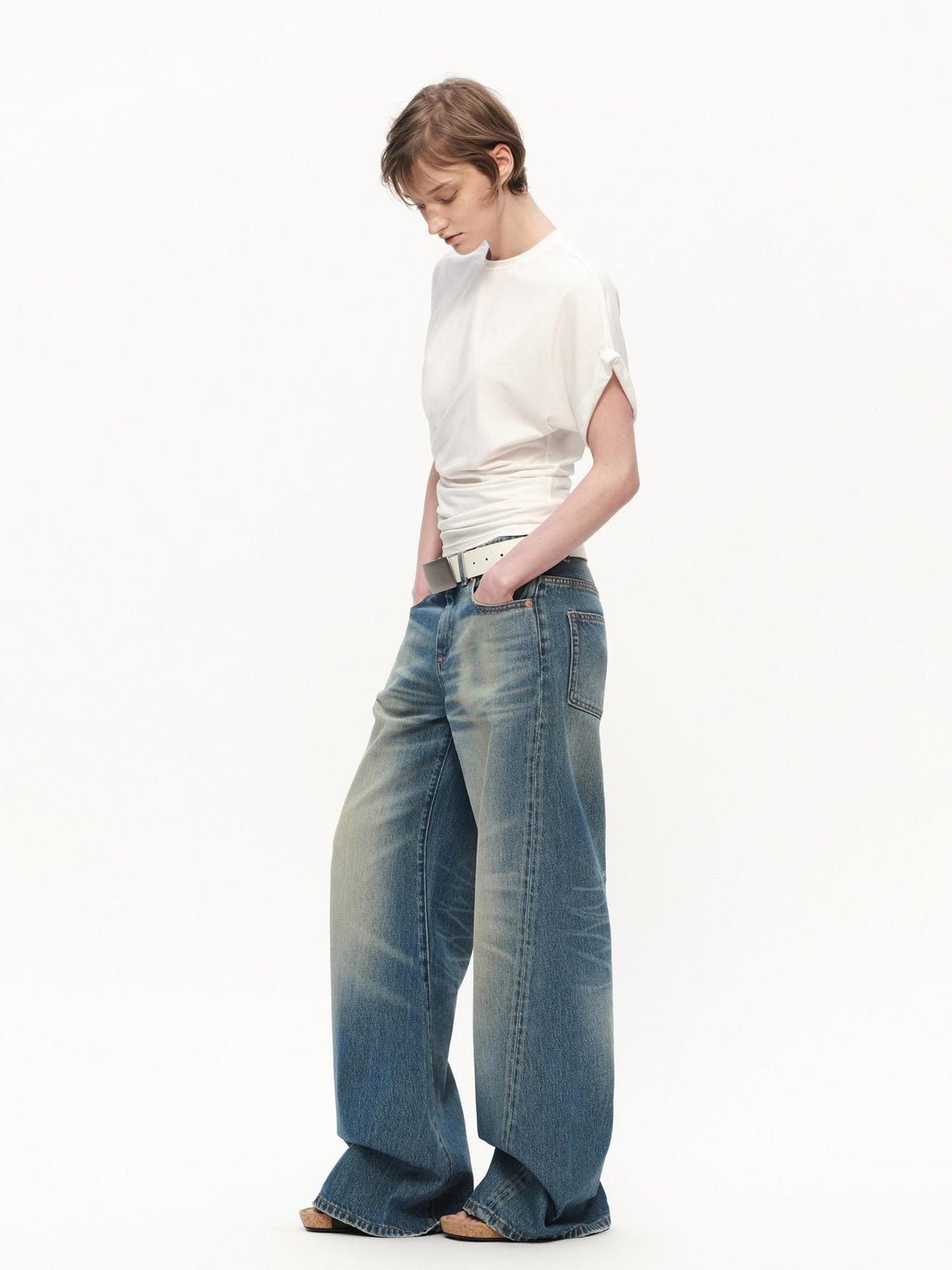 RUN TO THE FUTURE Vintage Blue Washed Low Rise Slimming Women&