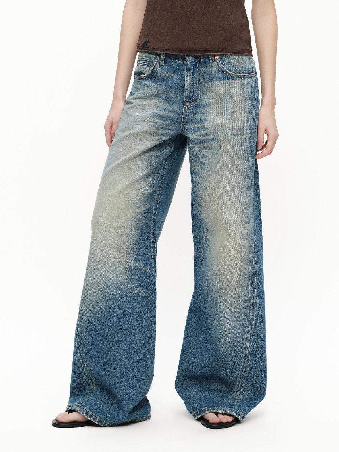 RUN TO THE FUTURE Vintage Blue Washed Low Rise Slimming Women&
