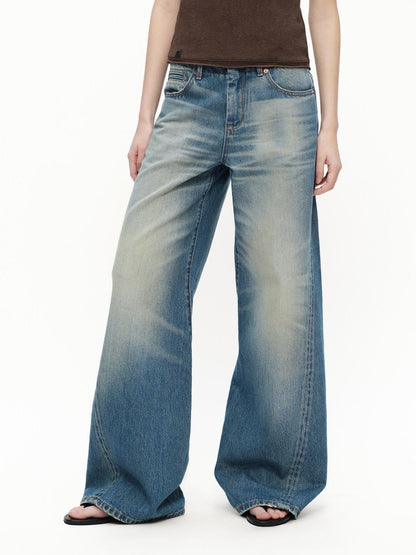 RUN TO THE FUTURE Vintage Blue Washed Low Rise Slimming Women&