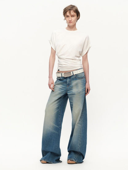 RUN TO THE FUTURE Vintage Blue Washed Low Rise Slimming Women&