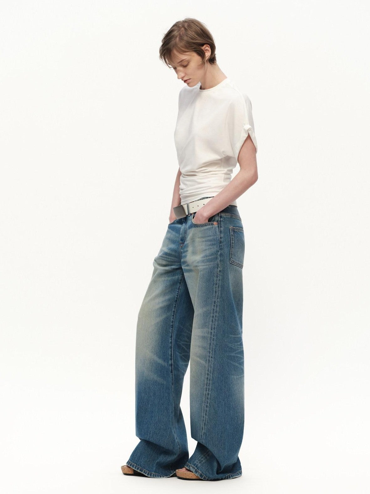 RUN TO THE FUTURE Vintage Blue Washed Low Rise Slimming Women&