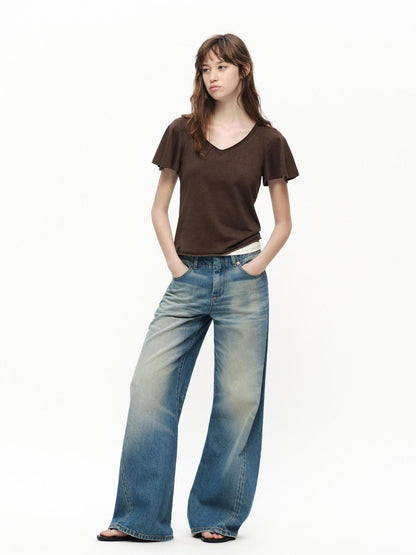 RUN TO THE FUTURE Vintage Blue Washed Low Rise Slimming Women&