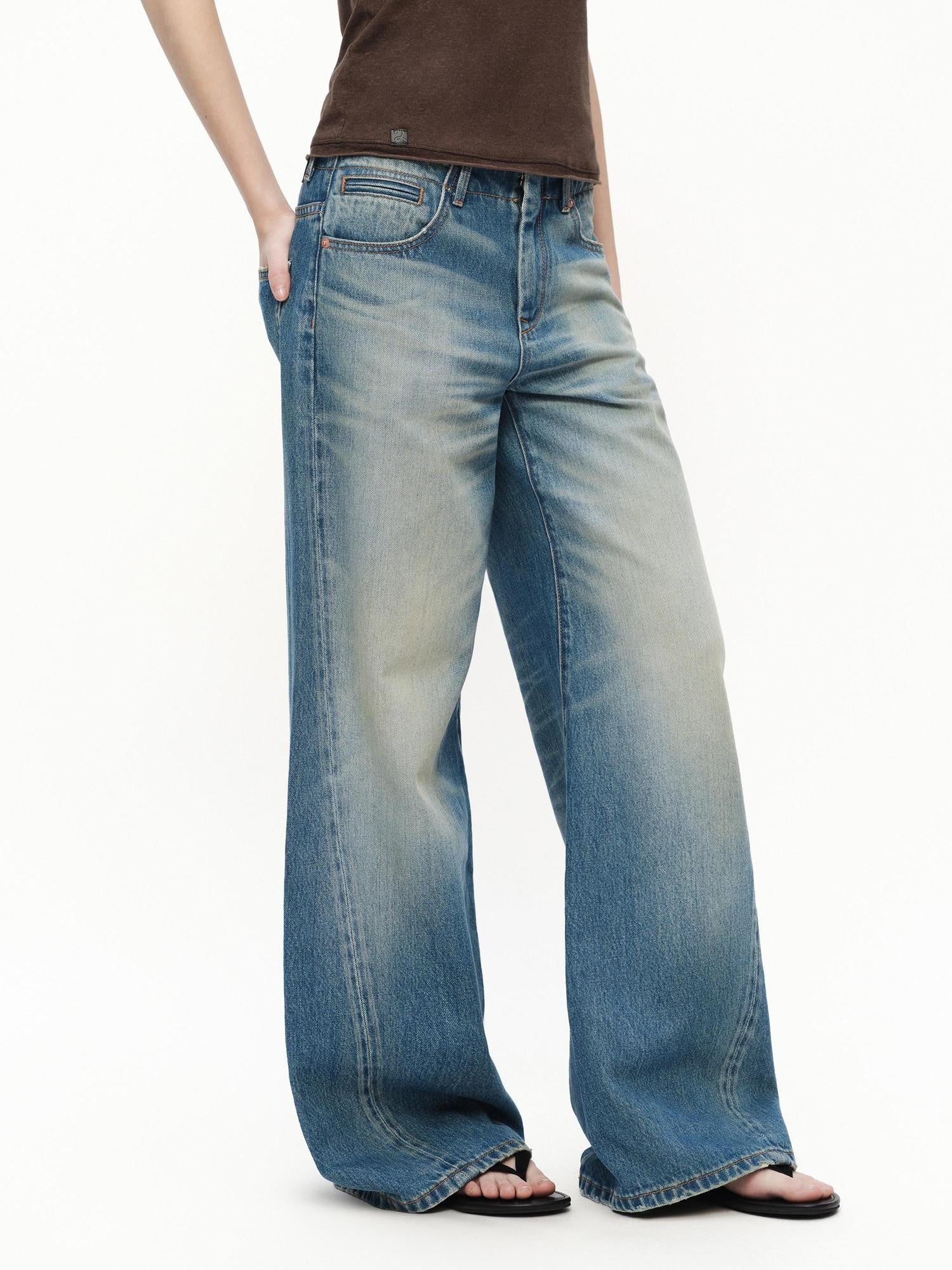 RUN TO THE FUTURE Vintage Blue Washed Low Rise Slimming Women&