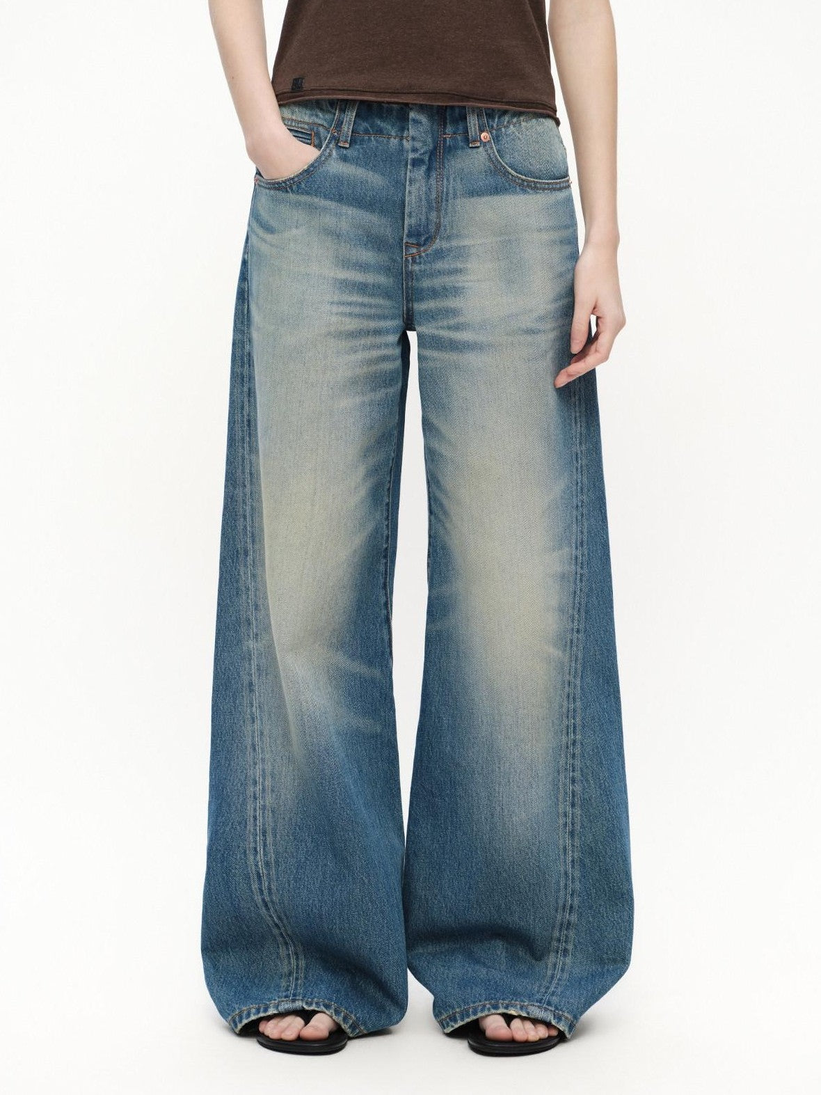 RUN TO THE FUTURE Vintage Blue Washed Low Rise Slimming Women&