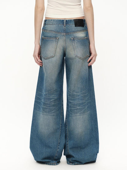 RUN TO THE FUTURE Vintage Blue Washed Low Rise Slimming Women&
